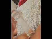 Preview 1 of 9inch clear dildo fucking
