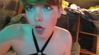 Trans Femboy Plays with Himself for You with a Vibrator and Nipple Clips || Amateur Video
