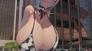 Cow Print Bikini Girl Giantess Growth | ROROrenRO