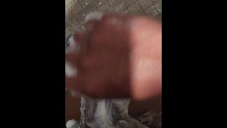 Jerk off in gym shower after a good workout