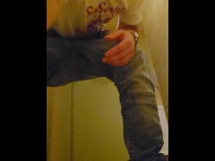 Pissing in a public urinal