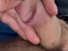 Details of precum  and uncut foreskin