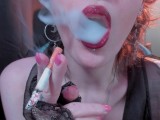 Sucking Marlboro Reds with red lipstick (close-up) | Smoking Astrid