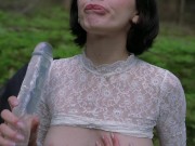 Preview 2 of TO BIG 🌶️ FOR ME! Fucked myself with a big dildo in the forest, omg, finished twice...