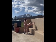 Preview 6 of Petite blonde gets fucked from behind outside in the mountains
