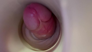 Foda rápida anal fleshlight - visão interna - gozada profunda