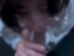 抜いてからも小さくなるまでお掃除フェラをするメガネ女子♡ cum in mouth gokkun