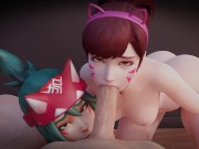 Preview 6 of Dva & Kiriko Sucking Your Dick In POV~ 💦🍆 [Overwatch 2 Hentai Animation]