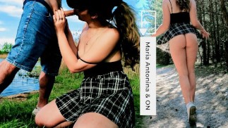 Подросток на улице сосет член подруги у озера и жестко трахается в лесу - сюрприз гостей