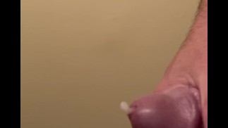 Milking my cock into a shot glass, not controlled well, close up  jerking off