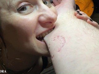 FemDom Biting Mistress Gets her Teeth into her sub - Deep Bites and Teeth Marks