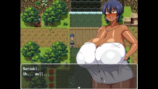 Opálená dívka Natsuki [hra HENTAI] 2. epizoda perverzní tesař chce masírovat tato masivní prsa!