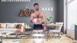 Transformed into giant cup of coffee