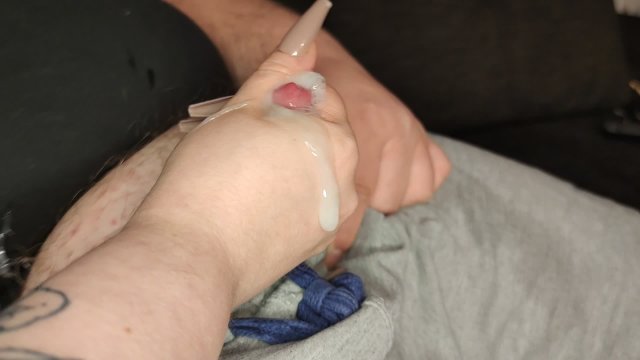 Long Nails Goddess edges SPH Slave until his hot Cum runs over her divine hands *Intense Orgasm*