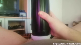 Tgirl goes hard with electronic fleshlight and cant stay quiet