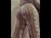 Preview 3 of girlfriend twerking ass in kitchen SNEAKY pussy flash from behind