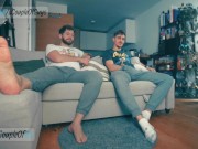 Preview 2 of Got Hard Watching TV with my Bro / Mutual jerk-off / Helping each other Cum /