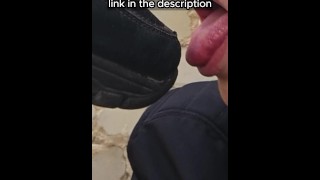 Licking the cum off my shoe! Jerking off on sneakers! Legs, cum, sportswear