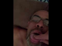 He loves my throat spit on his cock and in his mouth.