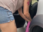 Preview 2 of Girl at Car Wash Gives Jamie Stone a Blowjob