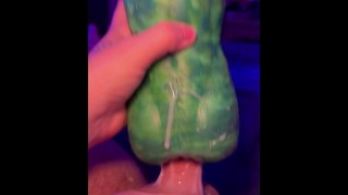 Jerking off with a Bad Dragon masturbator and making a mess