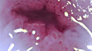 Cervix kloppend, verwijd, hartslag, extreme close-up, verbluffend, ASMR