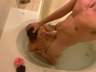 9 Months Pregnant Shower Blowjob and Sex!
