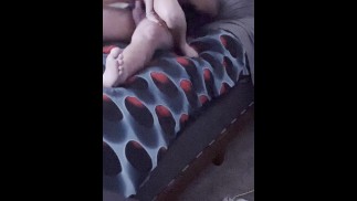She lets the neighbor cum on her chest