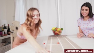 A strip-dice game turns into a wild lesbian scene