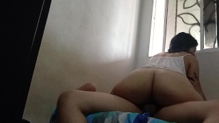 Colombian teacher rides on top of me with huge buttocks and big boobs real amateur