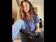 Preview 6 of TikToker accidentally made pussy wet and cums with massage gun on Live