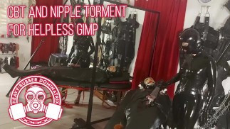 CBT et Nipple Play For Rubber Gimp - Lady Bellatrix en caoutchouc lourd Femdom
