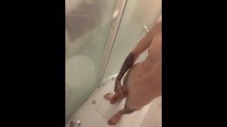 Face Reveal + monster white cock in the shower