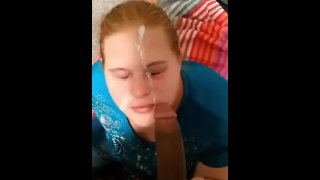 filming myself taking hubbys huge cumshot all over my face