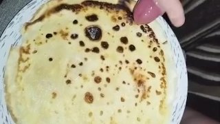 Cumshot on pancake