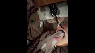 Sissy clit pump while anal pounding