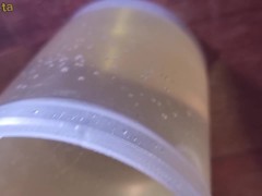 big pussy with big lips cumming in the pot