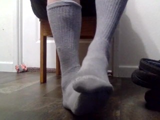 Taking Slippers and Socks off and Rubbing Dirty Feet!!