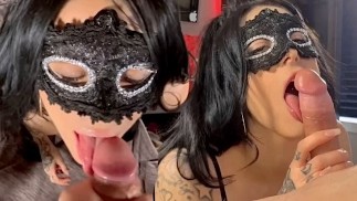 Mmm.. SPIT or SWALLOW?🤤 Hot stepmom with fake tits loves big wet dick in and around her mouth🫦!!