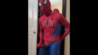 Cumshot in spandex / superhero costume (2 of 2)