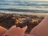 Touching My Small Pussy On The Beach