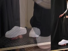 Shuffle Girl Cock Crush in White Platform Sneakers - Shoejob, Trampling, Sneakers, White Puma