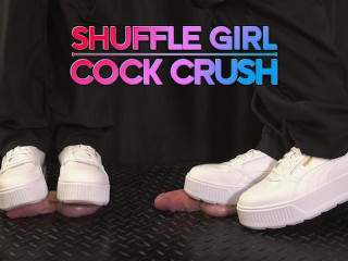 Shuffle Girl Cock Crush En Zapatillas De Plataforma Blanca - Shoejob, Trampling, Sneakers, White Puma