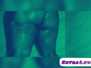 Finally Cum Showers Masturbates Water Dripping with Dildo