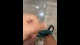 Super cumshot in the bathroom