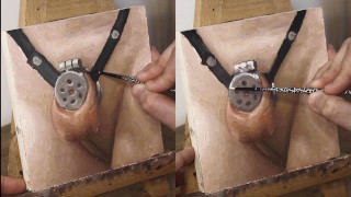 Metal and Straps Cock Cage - JOI of Painting Episode 125