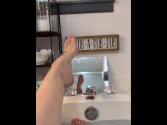 BBW Stepmom MILF long legs and foot fetish in the tub