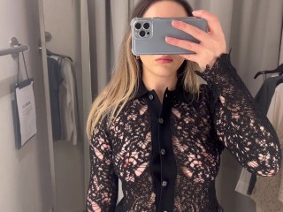 See through try on Haul Sexy Girl trying on Haul Transparent Clothes