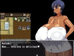 Tanned Girl Natsuki [ HENTAI Game ] Ep.12 he is masturbating his huge BBC outside !