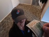 I bribed the Domino's delivery girl to suck my cock